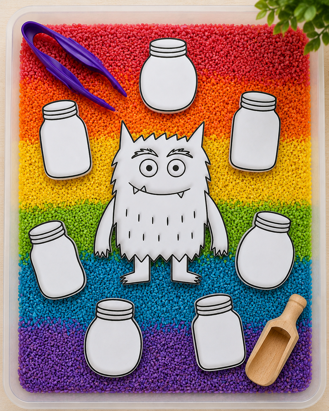 Emotion Monster Colour Sorting Tray & Jar Set | Educational Sensory Play Resource | Colour Matching & Fine Motor Activity