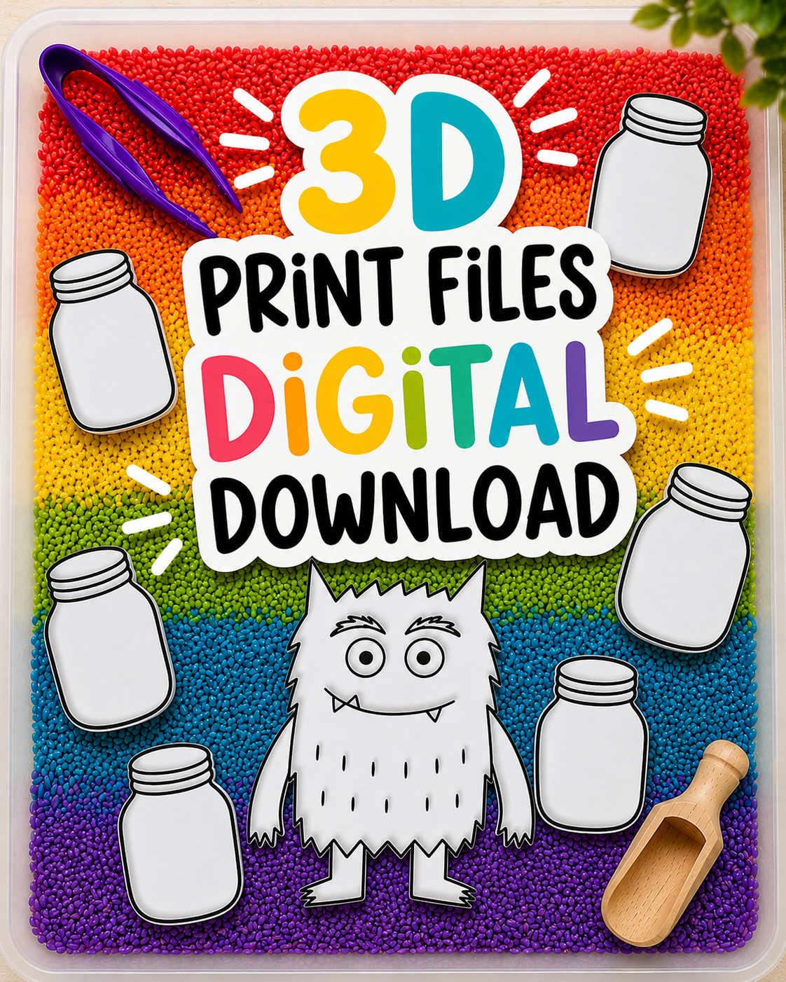 Emotion Monster Colour Sorting Tray STL Files | 3D Print Digital Download | Educational Sensory Play Resource