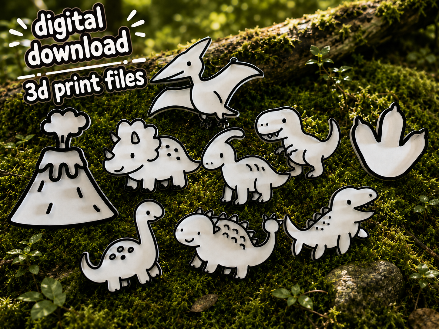 Dinosaur Small World Play Set STL Files | Prehistoric Educational 3D Print Bundle | Digital Download
