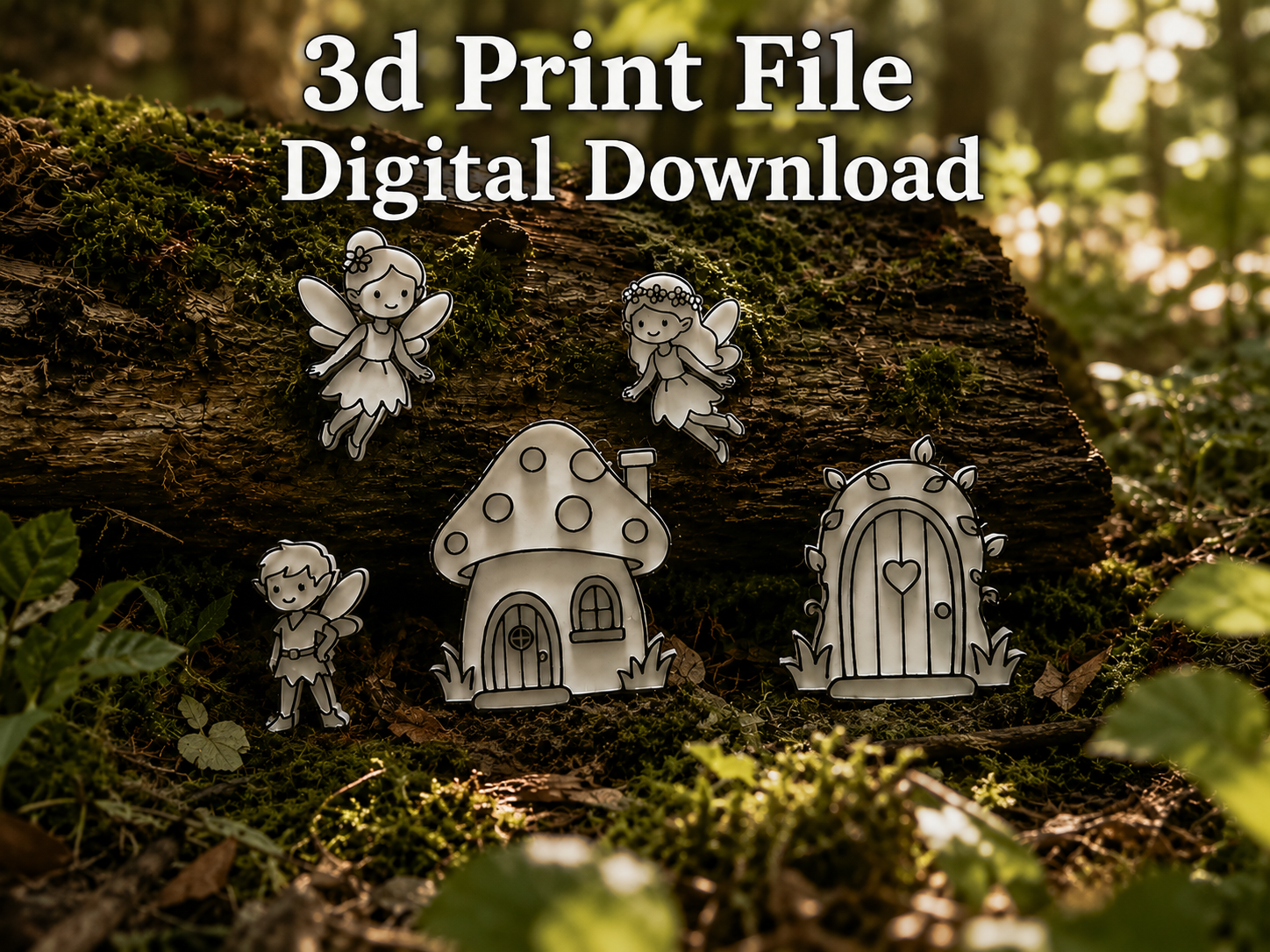 Fairy Small World STL Files | Fairy Door, Toadstool House & Fairy Characters 3D Print Bundle | Digital Download
