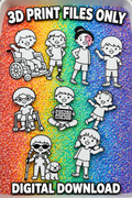 Inclusive Sensory Play People STL Files – Diversity & Disability Representation 3D Print Bundle
